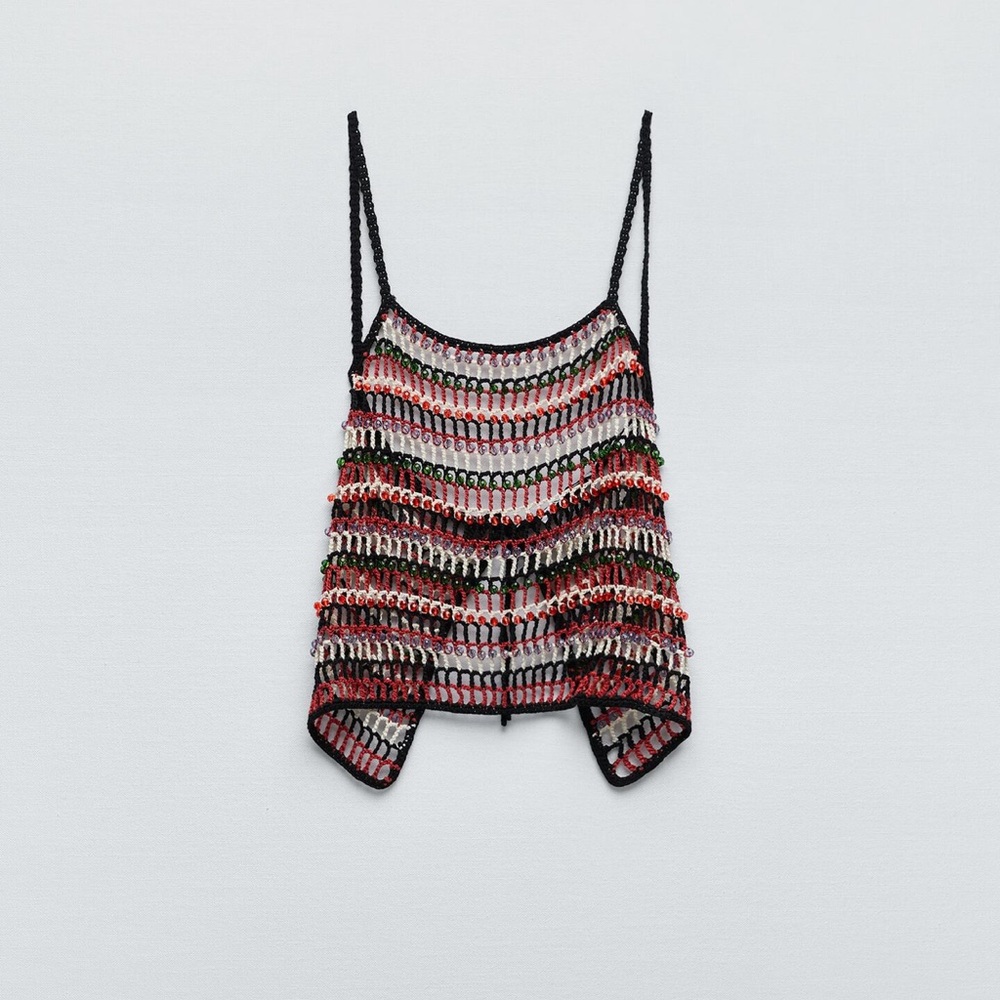 Zara Limited Edition Beaded Crotchet Top